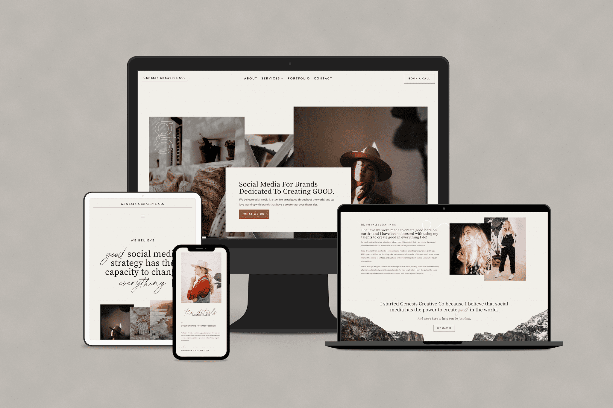 Case Study: Website Design for a Social Media Strategist | Westco Web Design Final website design preview on multiple devices showcasing the updated brand for a social media consultant.
