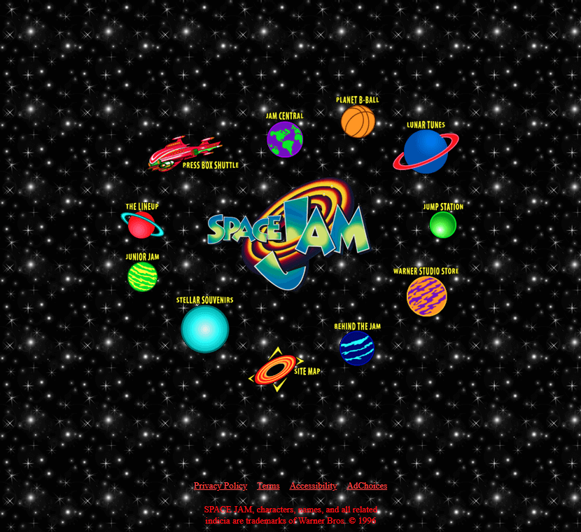 12 Nostalgic Website Designs: Space Jam, NeoPets and More! | Westco Web Design Space Jam Website in 1996