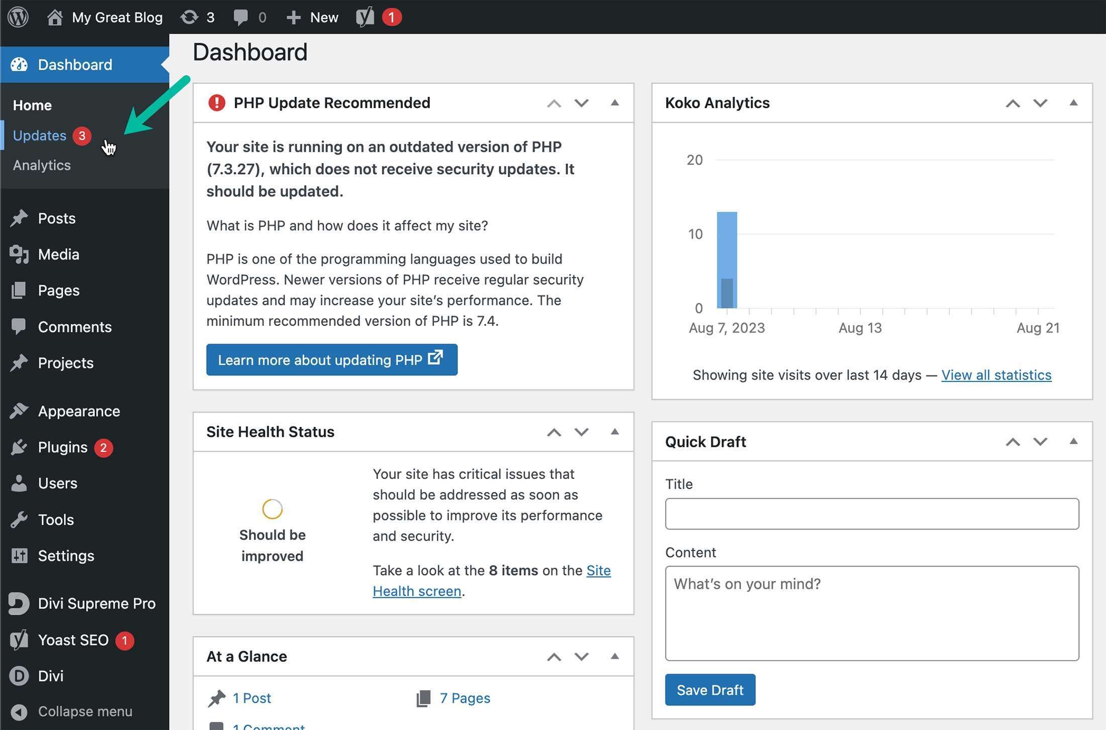 Protect Your Online Presence: How To Safely Update Your WordPress Website | Westco Web Design Navigate to your WordPress dashboard to update wordpress website