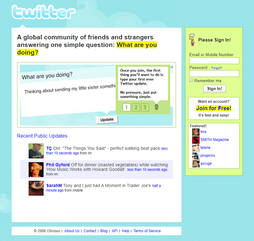 12 Nostalgic Website Designs: Space Jam, NeoPets and More! | Westco Web Design Twitter webpage in 2006