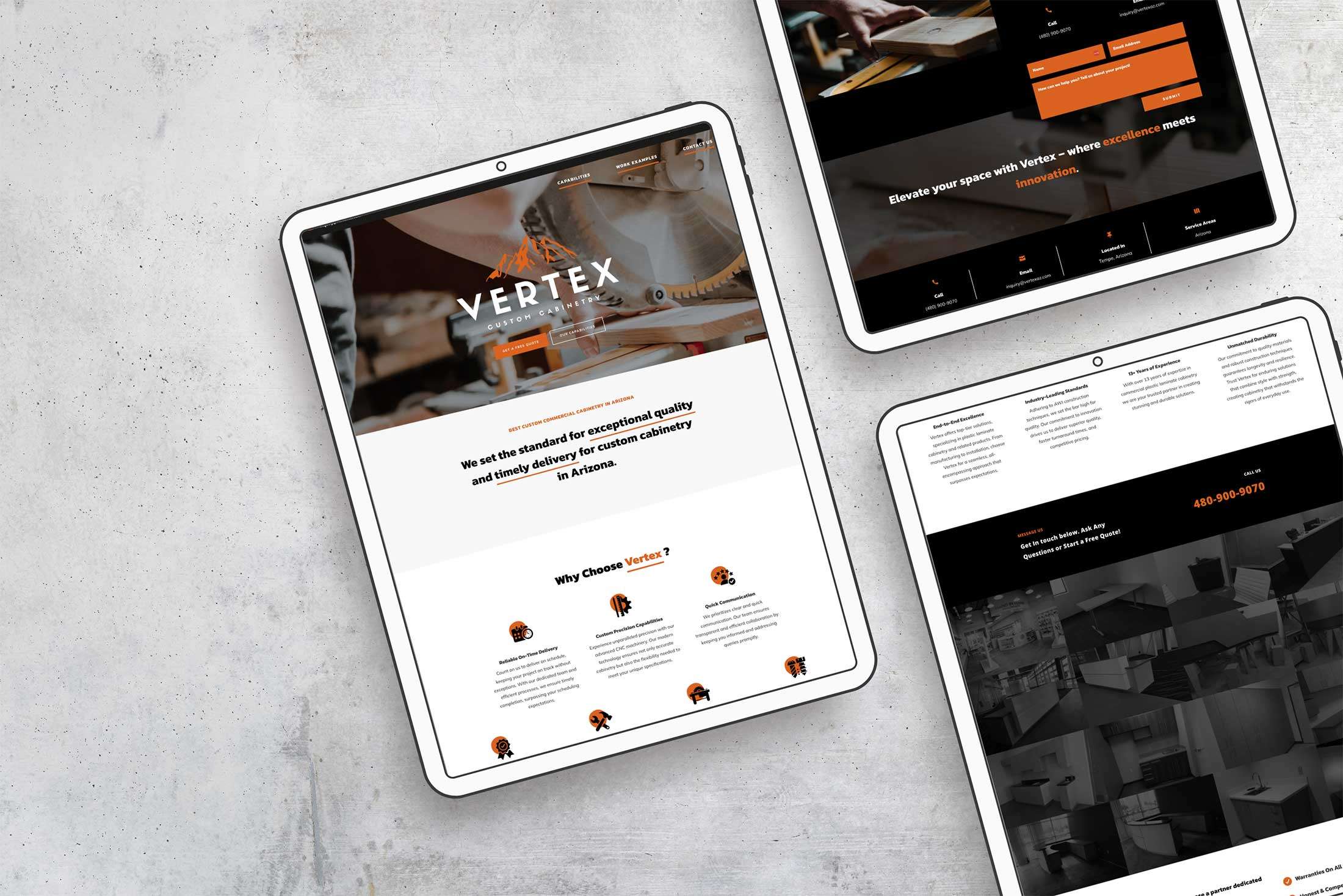 Client Showcase: Vertex Custom Cabinetry | Westco Web Design Vertex Custom Cabinetry New Website Design
