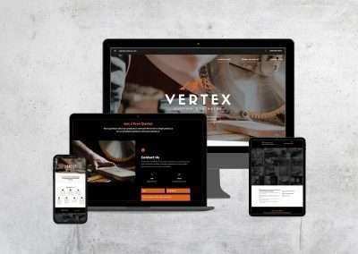 Web design mockup for Vertex