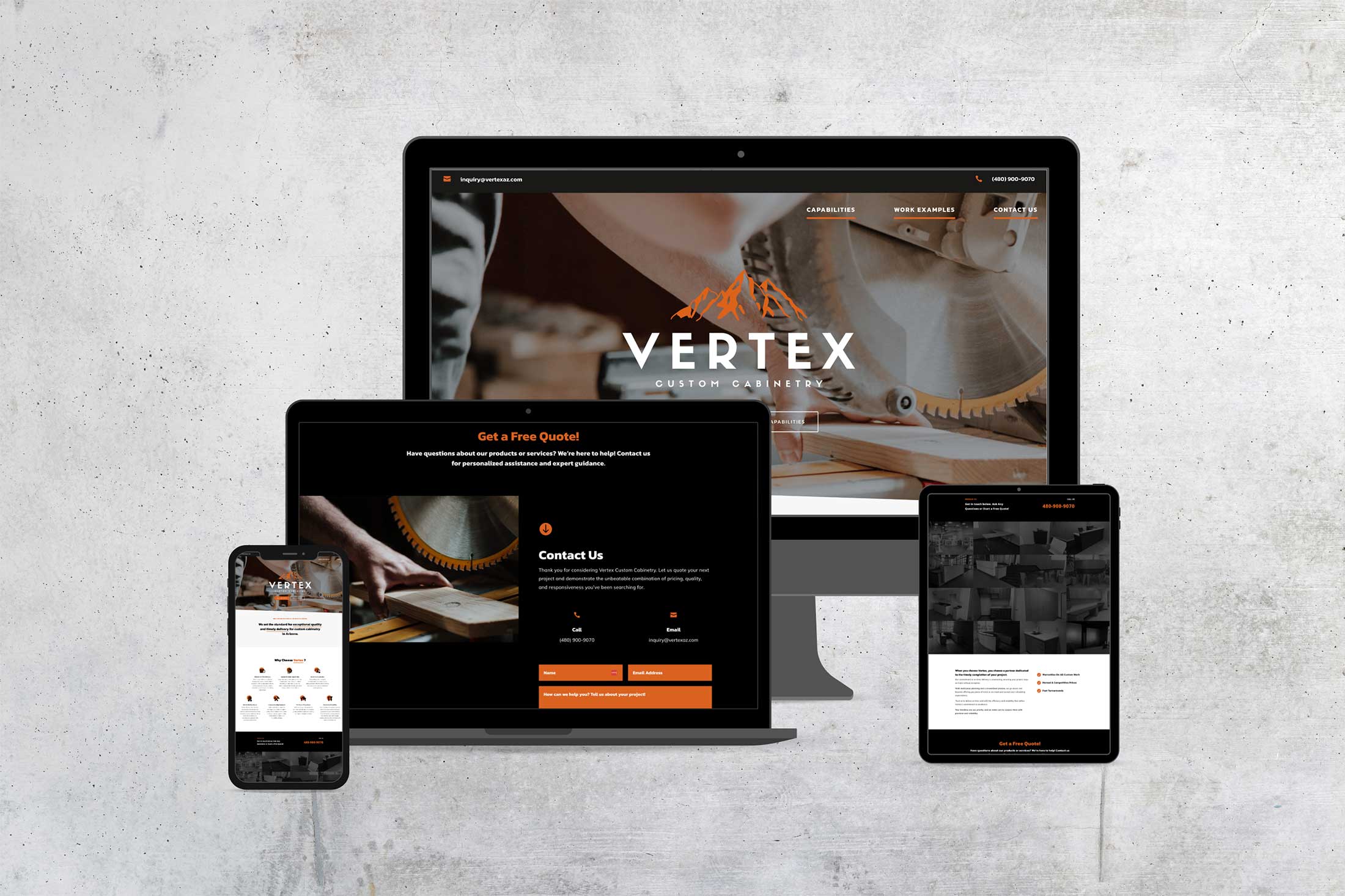 Vertex Custom Cabinetry Website Design