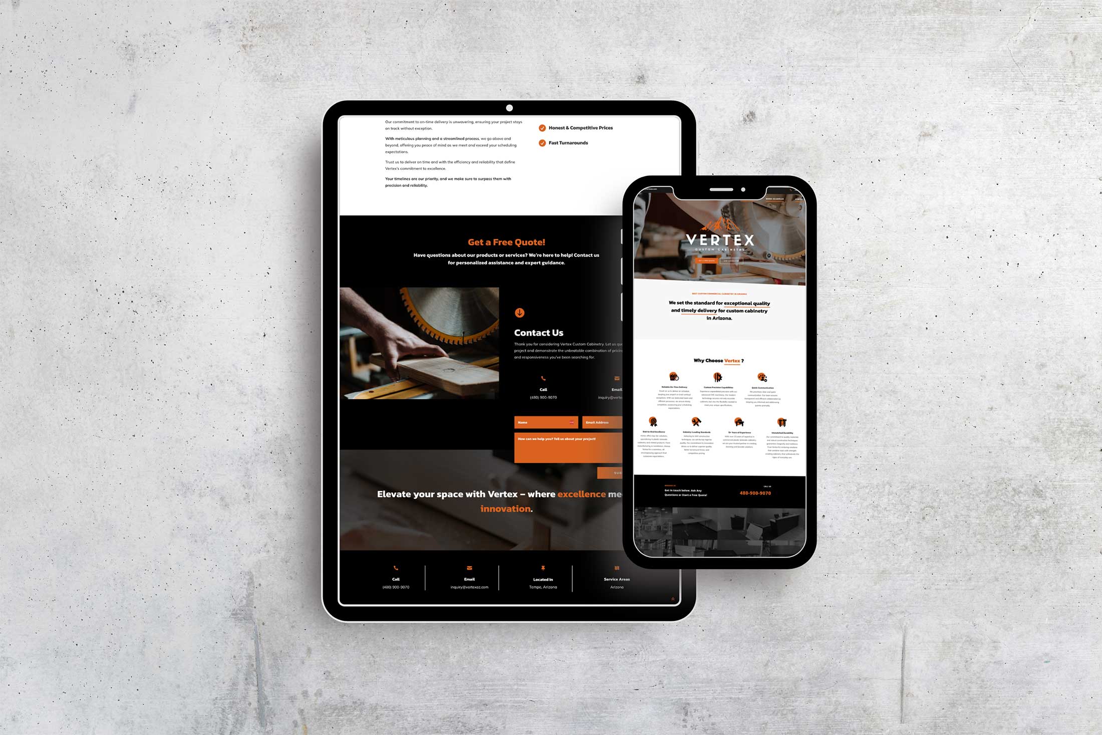 Client Showcase: Vertex Custom Cabinetry | Westco Web Design Example of Vertex's newly designed custom website