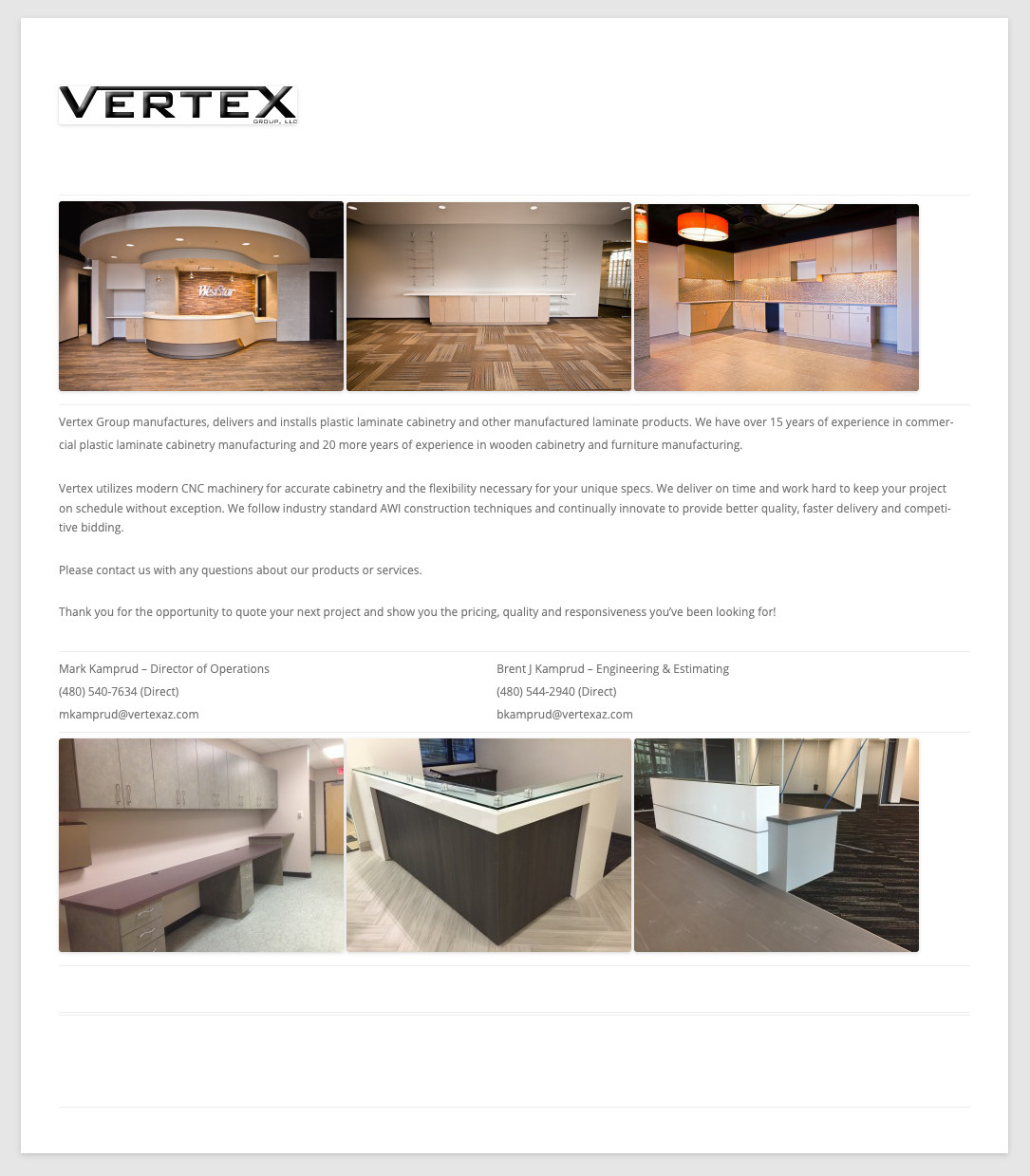 Client Showcase: Vertex Custom Cabinetry | Westco Web Design custom web design project example