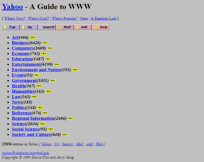 12 Nostalgic Website Designs: Space Jam, NeoPets and More! | Westco Web Design Yahoo.com website design 1994